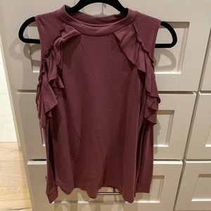 Plum cold shoulder top